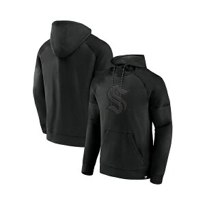 t@ieBNX Y p[J[EXEFbgVc AE^[ Men'sSeattle Kraken Black Ice Defender Raglan Pullover Hoodie Black