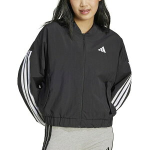 AfB_X fB[X WPbgu] AE^[ Women's Essentials 3-Stripes Lifestyle Bomber Jacket Black
