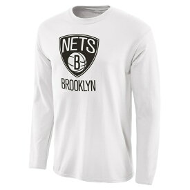 【送料無料】 ファナティクス メンズ Tシャツ トップス Brooklyn Nets Primary Logo Long Sleeve TShirt White