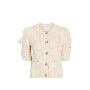 �T���N�A�Z�v�g ���f�B�[�X �J�[�f�B�K�� �A�E�^�[ Coralie sequin-embellished feather cardigan Neutrals