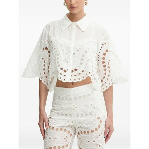 �`���� ���C�X �C�r�U ���f�B�[�X �V���c �g�b�v�X Storm scallop-trim eyelet blouse White