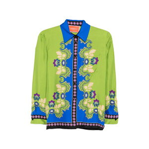 ���E�_�u���E�W�F�C ���f�B�[�X �V���c �g�b�v�X Floral buttoned shirt Green