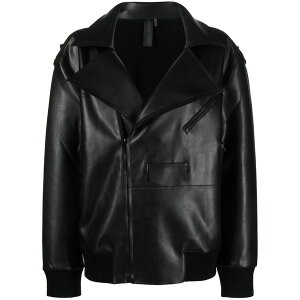 �m�[�}�J�}�� ���f�B�[�X �W���P�b�g���u���]�� �A�E�^�[ Faux leather zip-up biker jacket Black