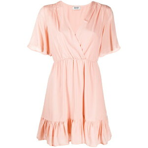 �����[�W���[ ���f�B�[�X �����s�[�X �g�b�v�X Wrap front gathered detail dress Pink