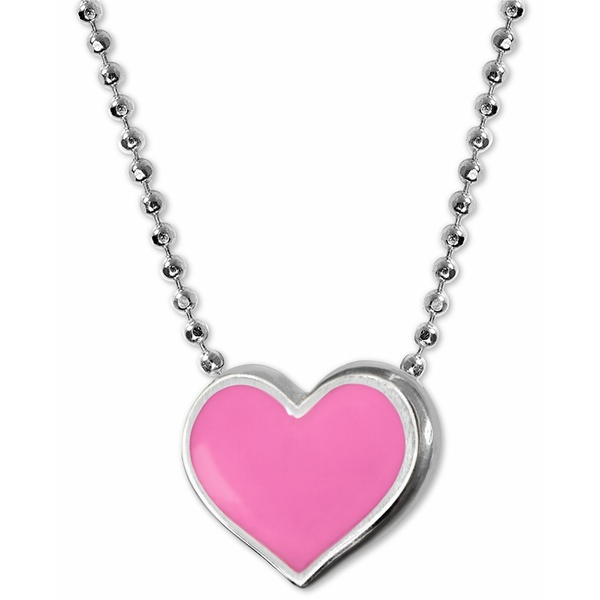 【人気商品！】アレックス ウー レディース ネックレス・チョーカー・ペンダントトップ アクセサリー Enamel Heart 16" Pendant Necklace in Sterling Silver Pink