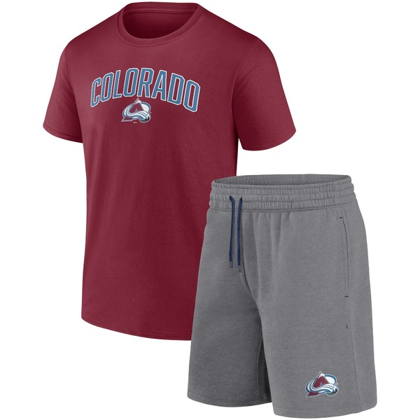 特別セール品 ファナティクス メンズ Tシャツ トップス Colorado Avalanche Fanatics Branded Arch  TShirt Shorts Set Burgundy Gray