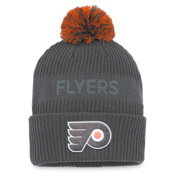 ファナティクス メンズ 帽子 アクセサリー Philadelphia Flyers Fanatics Branded Authentic Pro Home Ice Cuffed Knit Hat with Pom Charcoal：asty