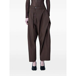 �C�b�Z�C�~���P ���f�B�[�X �J�W���A���p���c �{�g���X Akimbo pleated wide-leg trousers Brown