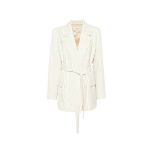 ���B�R�� ���f�B�[�X �W���P�b�g���u���]�� �A�E�^�[ Pinstripe-pattern belted blazer Neutrals