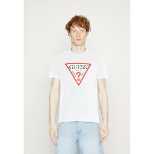 ゲス メンズ サンダル シューズ SS ORIGINAL LOGO - Print T-shirt - pure white