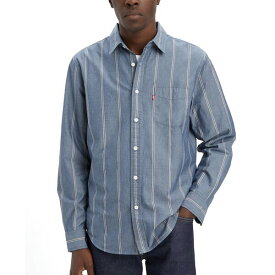 リーバイス メンズ シャツ トップス Men's Classic 1 Pocket Regular-Fit Long Sleeve Shirt Henderson Stripe Dress Blues