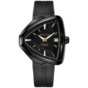 n~g fB[X rv ANZT[ Unisex Swiss Automatic Ventura Elvis80 Black Rubber Strap Watch 43x45mm H24585331 Black