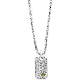エフィー コレクション レディース ネックレス・チョーカー・ペンダントトップ アクセサリー Men's White Sapphire Cluster Dog Tag Pendant Necklace (1-3/8 ct. t.w.) in Sterling Silver & 18k Gold Silver