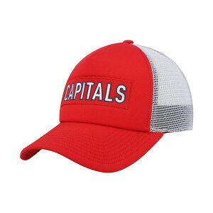 �A�f�B�_�X �����Y �X�q �A�N�Z�T���[ Men's Red, White Washington Capitals Team Plate Trucker Snapback Hat Red, White