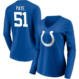 ファナティクス レディース Tシャツ トップス Indianapolis Colts Fanatics Branded Women's Team Authentic Personalized Name & Number Long Sleeve VNeck TShirt Royal