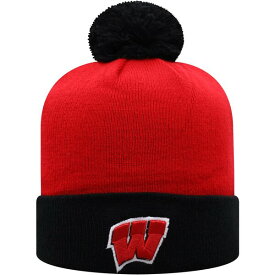 トップ・オブ・ザ・ワールド メンズ 帽子 アクセサリー Wisconsin Badgers Top of the World Core 2Tone Cuffed Knit Hat with Pom Red/Black