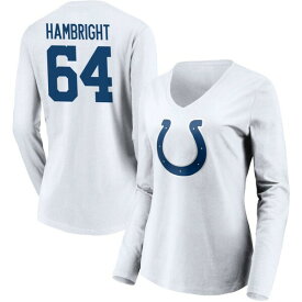 ファナティクス レディース Tシャツ トップス Indianapolis Colts Fanatics Branded Women's Team Authentic Logo Personalized Name & Number VNeck Long Sleeve TShirt White