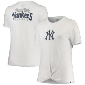 ニューエラ レディース Tシャツ トップス New York Yankees New Era Women's Plus Size 2Hit Front Knot TShirt White