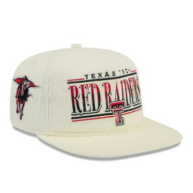 ニューエラ メンズ 帽子 アクセサリー Texas Tech Red Raiders New Era Throwback Golfer Corduroy Snapback Hat White