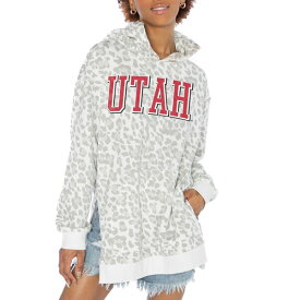 ゲームデイ レディース パーカー・スウェットシャツ アウター Utah Utes Gameday Couture Women's Home Team Advantage Leopard Print Oversized SideSlit Pullover Hoodie White
