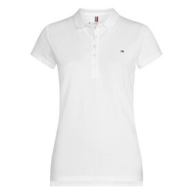 【送料無料】 トミー ヒルフィガー レディース ポロシャツ トップス Heritage Short Sleeve Slim Fit Polo Shirt Ladies CLASSIC WHT 100