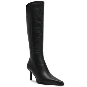XeB[u }f fB[X u[c V[Y Women's Lingo Knee-High Pointed-Toe Stiletto Dress Boots Black Leather