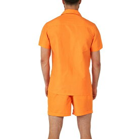 オポスーツ メンズ シャツ トップス Men's Short-Sleeve Solid Orange Shirt & Shorts Set Orange