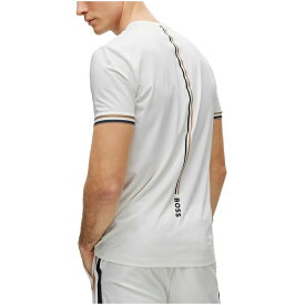 ヒューゴボス メンズ Tシャツ トップス Men's Matteo Berrettini Signature Stripe Crew-Neck T-shirt White
