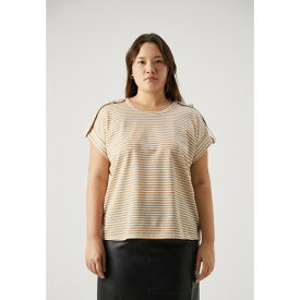 マイケルコース レディース Tシャツ トップス STRIPE SNAP EPAULETTE - Print T-shirt - white/gold