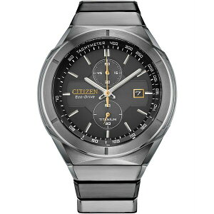 V`Y fB[X uXbgEoOEANbg ANZT[ Men's Chronograph Armor Eco-Drive Silver-Tone Titanium Bracelet Watch 44mm Silver-tone