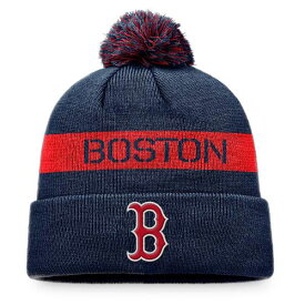 ファナティクス メンズ 帽子 アクセサリー Boston Red Sox Fanatics League Logo Cuffed Knit Hat with Pom Navy/Red