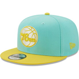 ニューエラ メンズ 帽子 アクセサリー Philadelphia 76ers New Era Color Pack 9FIFTY Snapback Hat Turquoise/Yellow