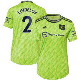 アディダス レディース ユニフォーム トップス Victor Lindelof Manchester United adidas Women's 2022/23 Third Replica Player Jersey Neon Green