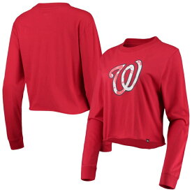 ニューエラ レディース Tシャツ トップス Washington Nationals New Era Women's Baby Jersey Cropped Long Sleeve TShirt Red
