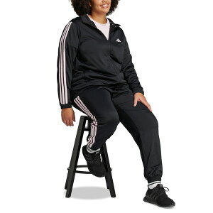 AfB_X fB[X WPbgu] AE^[ Plus Size Essentials Tricot Three Stripes Track Jacket Black/Clear Pink