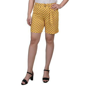 �j���[���[�N�R���N�V���� ���f�B�[�X �J�W���A���p���c �{�g���X Petite Ring Belt Knit Shorts Golden-Tone Square Geo