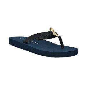 トミー ヒルフィガー レディース サンダル シューズ Women's Crelina Logo Flip Flop Sandals Dark Blue