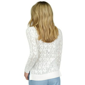 マイケルコース レディース ニット&セーター アウター Women's Logo Mesh-Stitch Monogrammed Sweater, Regular & Petite White