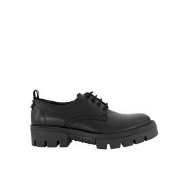 カールラガーフェルド メンズ スニーカー シューズ Men's Leather Plain Toe Derby On Lug Sole Shoes Black