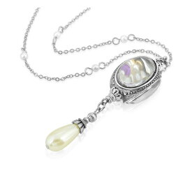 2028 レディース ネックレス・チョーカー・ペンダントトップ アクセサリー Antique-like Pewter Imitation Pearl Drop Spinner Necklace Silver