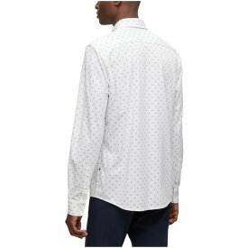 ヒューゴボス メンズ シャツ トップス Men's Printed Slim-Fit Cotton Blend Dress Shirt White