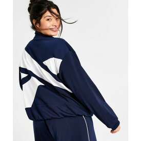 リーボック レディース ジャケット＆ブルゾン アウター Women's Logo Tricot Long-Sleeve Track Jacket, A Macy's Exclusive Vector Navy