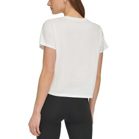 ダナ キャラン ニューヨーク レディース Tシャツ トップス Women's Cotton Crewneck Puff-Logo Cropped T-Shirt White