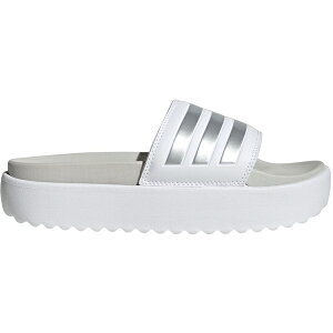 adidas �A�f�B�_�X �����Y �X�j�[�J�[ �yadidas Adilette Platform Slides Cloud White Zero Metalic Grey�z �T�C�Y US_M_4 Cloud White/Zero Metalic/Grey One