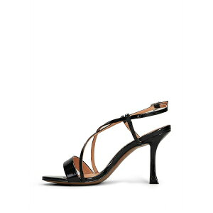 �r�r���E ���f�B�[�X �T���_�� �V���[�Y Patent-finish crossover-strap sandals Black