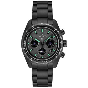 ZCR[ fB[X rv ANZT[ Men's Chronograph Solar Prospex Speedtimer Black Ion Plated Stainless Steel Bracelet Watch 39mm Black
