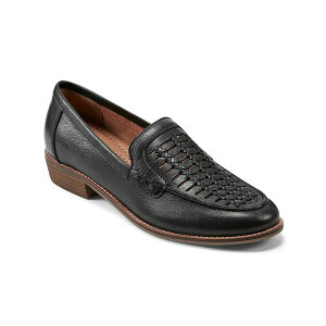 A[X fB[X Xb|E[t@[ V[Y Women's Elona Casual Slip-on Round Toe Loafers Black Leather