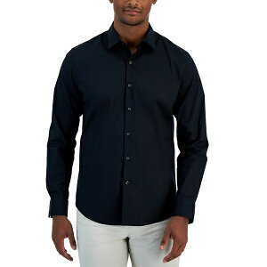 At@j Y Vc gbvX Men's Modern Classic-Fit Stretch Solid Button-Down Shirt, Created for Macy's Deep Black