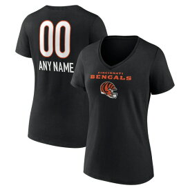 ファナティクス レディース Tシャツ トップス Cincinnati Bengals Fanatics Branded Women's Personalized Name & Number Team Wordmark VNeck TShirt Black