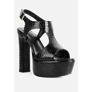 O Ah R[ fB[X T_ V[Y CROFT Croc Women's High Heeled Cut Out Sandals Black